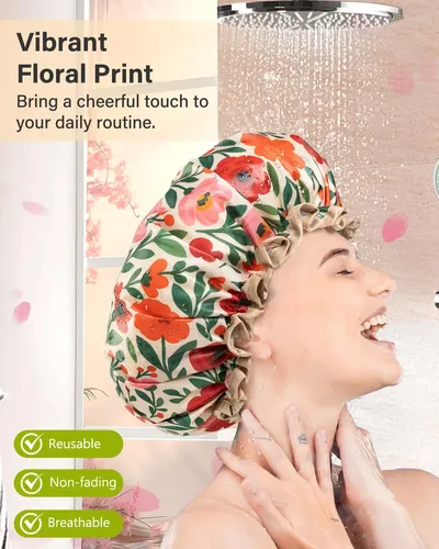 Gorro De Baño Impermeable Xl Con Estampa Floral Y Elástico