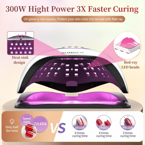 Lámpara De Uñas Led Uv Dmjwan 300w 72 Perlas 4