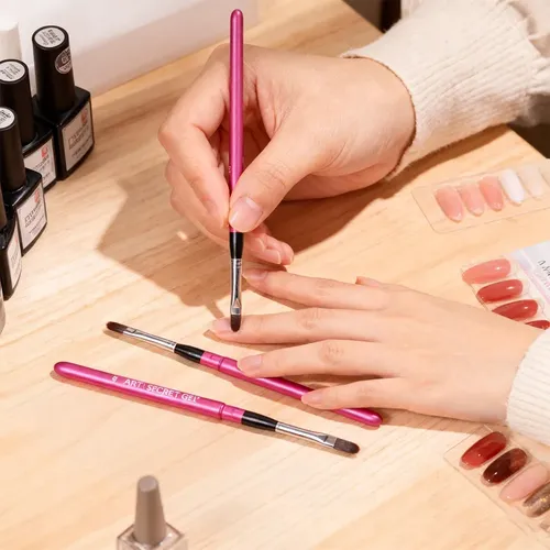 Pinceles De Gel Ovalados Y Planos Para Diseño De Uñas, 4 Uni