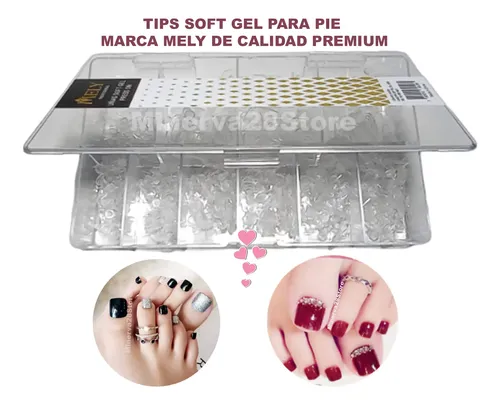 Uñas Postizas Para Pies X500 Marca Tips Mely Soft Gel Press