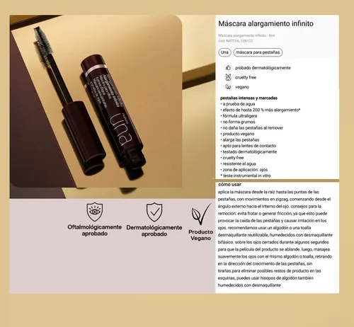 Mascara De Pestañas Alargamiento Infinito Una Natura