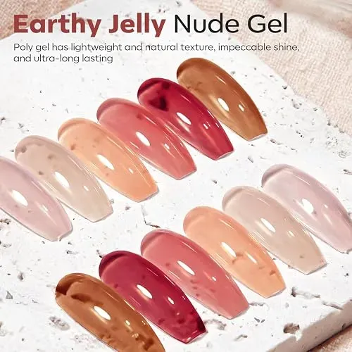 Modelones Poly Nail Gel Set 6 Colores Nude Rosado Marrón