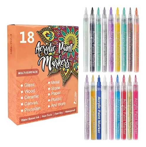 Lápiz De Uñas Con 18 Colores, Punta Fina, Duradero
