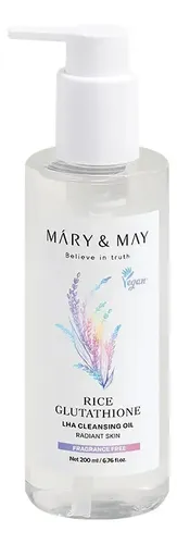Limpiador en Aceite Mary & May con Arroz y Glutatión, LHA Exfoliante para Doble Limpieza