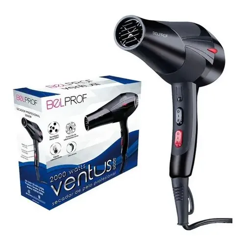 Secador Pelo Profesional Peluqueria Ventus 5000 Belprof Color Negro