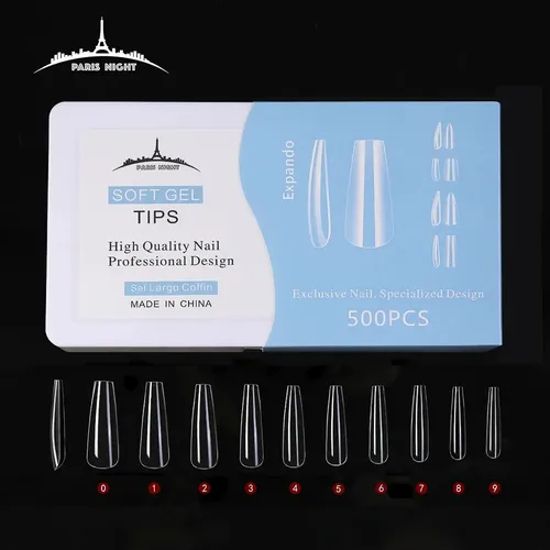 Tips Soft Gel Y Press On Paris Night Caja 500 Largos Xl