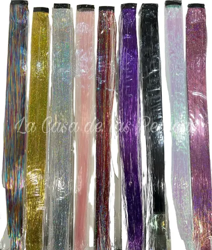 Aplique Fantasia Pelo Sintetico Brilloso Glitter Con Peineta