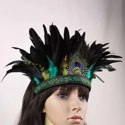 Fascinator De Plumas Accesorios Diadema Para Niños Verde