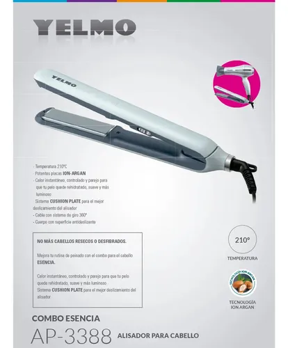 Secador Sc3688 Y Planchita De Cabello Ap3388 Yelmo Esencial