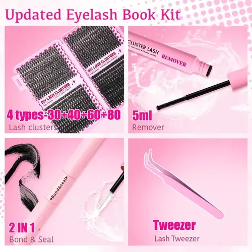 Kit De Extensiones De Pestañas Con Removedor De Adhesivo Negro