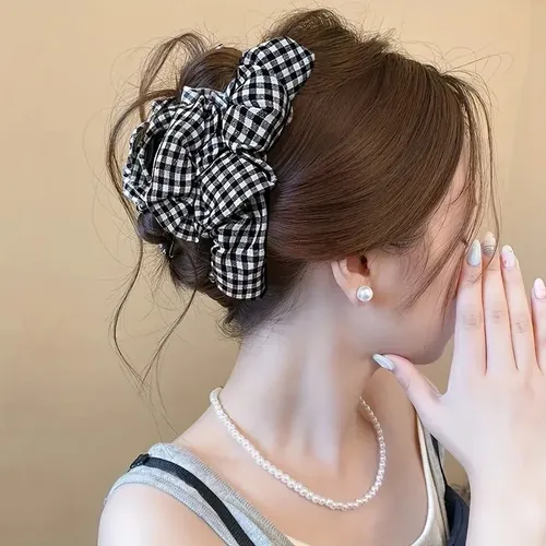 Accesorio De Cabello Vintage A Cuadros Para Mujer A