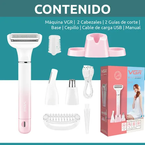 Afeitadora Corporal Facial 3en1 Nariz Ceja Vgr V-611 Ipx5 Color Blanco