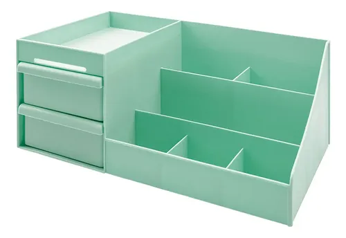 Organizador Maquillaje Cremas Escritorio Cajones . Color Verde