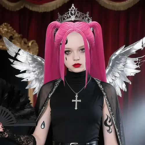 Peluca Larga Cosplay Anime Con Flequillo Para Disfraces
