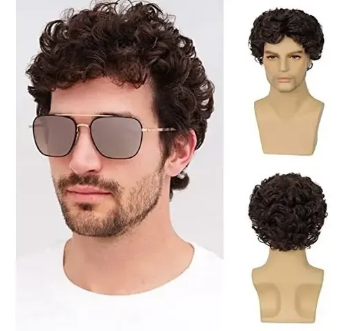 Peluca Beweig Para Hombre, Corta, Rizada, Marrón, Disfraz Si Marrón