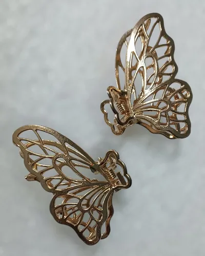 Set X2 Ganchos Mariposa Pequeños Para El Pelo Metal Y Gemas