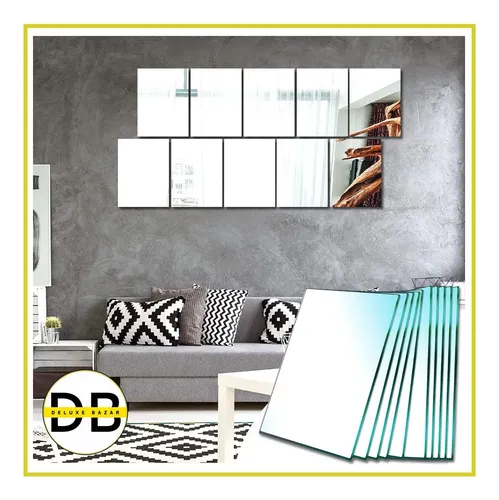 Pack X10 Lámina Espejo Acrílico 30 X40 Adhesiva Rectangular