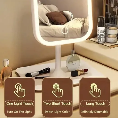 Espejo De Maquillaje Con Luz Led Táctil Para Escritorio, 26