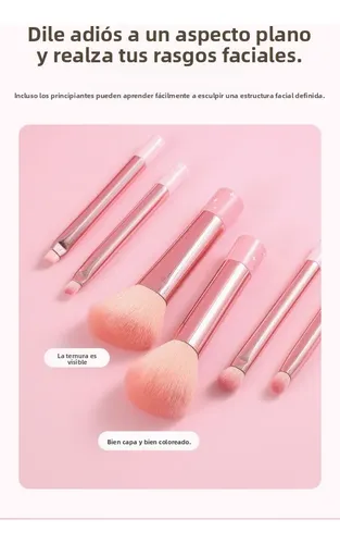 Brochas Maquillaje Largas Mini Juego 6pzas Sombra Rubor Suav