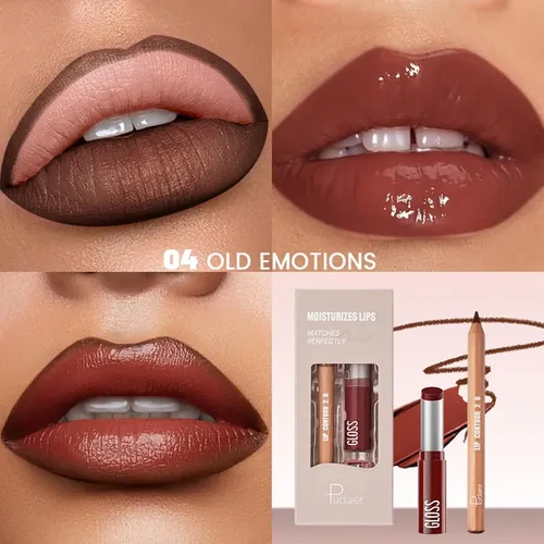 Combo De 2 Piezas De Pintalabios Y Lápiz De Labios Pudaier