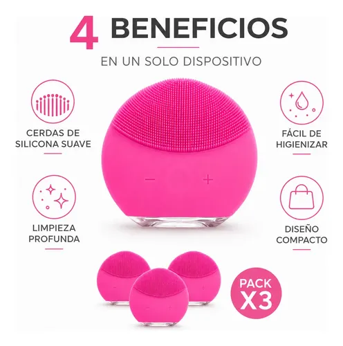 Limpiador Facial Eléctrico Recargable De Silicona Pack X3