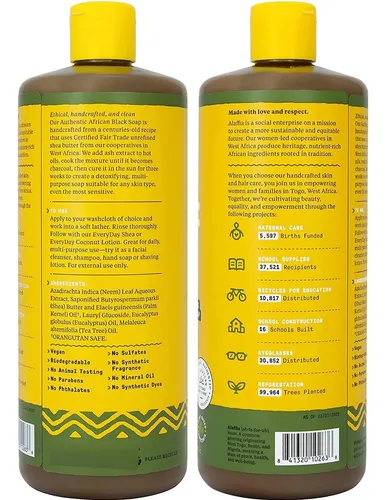 Cuidado De La Piel Alaffia Jabón Negro Africano 946ml Con M