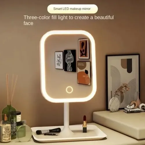 Q Espejo Tocador Led Recargable 3 Colores Luces Regulables M