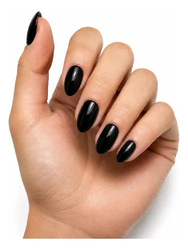 VELUNA Uñas Postizas Press On Cortas Soft Gel Almendradas 30u Reutilizables – Color Negro