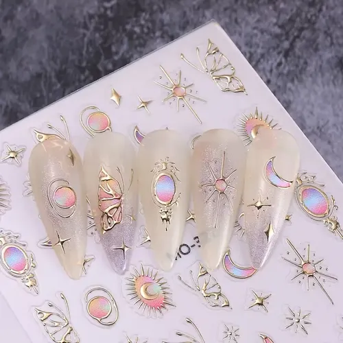 Pack De 3 Pegatinas De Uñas Barroco 3d – Corazón, Estrella Y