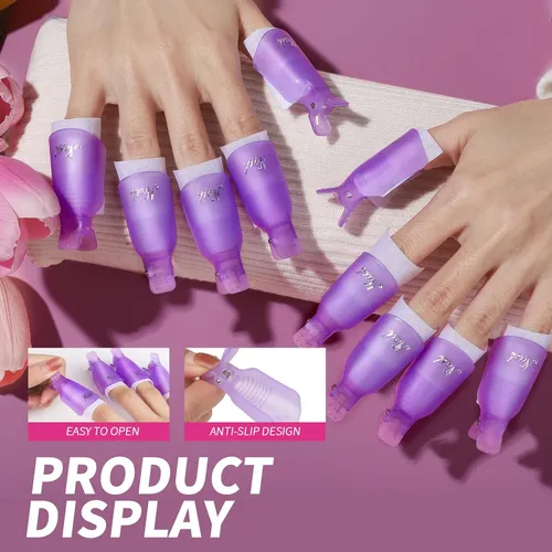Fandamei Kit Removedor Esmalte Gel Clips Violetas