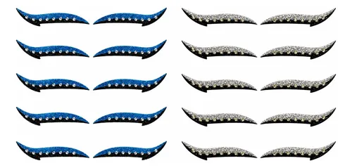 Combo X10 Delineadores Adhesivos Glitter Con Brillos 5 Pares Variados Glitter