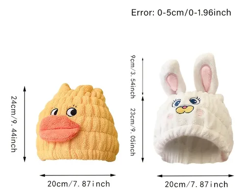 Gorro Toalla De Microfibra Secador De Cabello Diseño Pato A