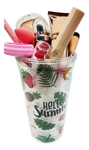 Combo De Maquillaje Tejar En Vaso Acrílico !!!