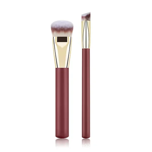 Set De Brochas De Maquillaje Color Rojo Vino Bolsa Mzgj