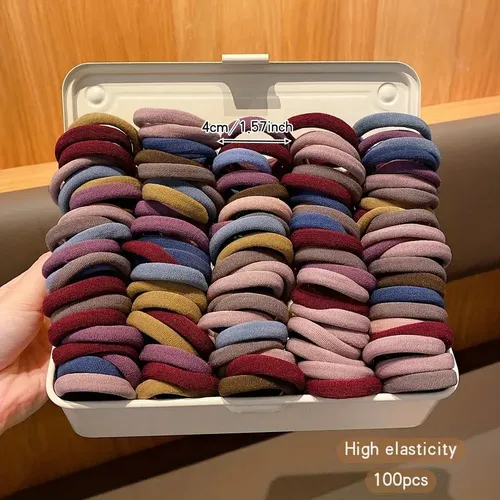 100 Ligas Multicolor Alta Elasticidad Sin Costuras Para Pelo