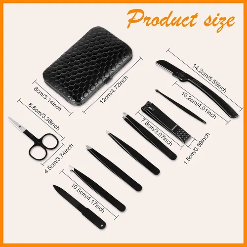 Juego De Pinzas Yougai 9 Piezas Acero Inoxidable Estuche