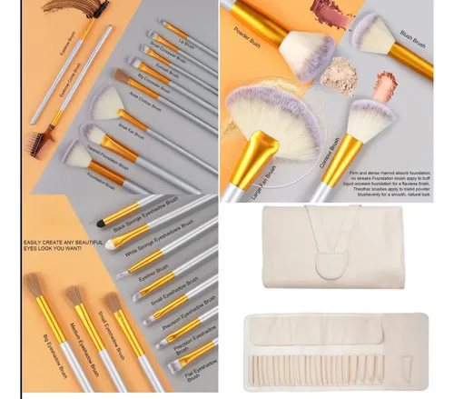 Set 24 Brochas Maquillaje Premium Naturales Y Sintéticas