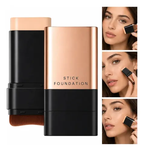 Base Stick Barra Maquillaje Alta Cobertura Con Brocha Natural Beige