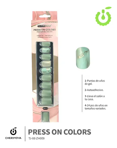 Kit de Uñas Press On Autoadhesivas Gold Cherimoya con 30 Unidades