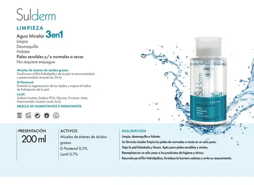 Agua Micelar Sulderm 3 En 1