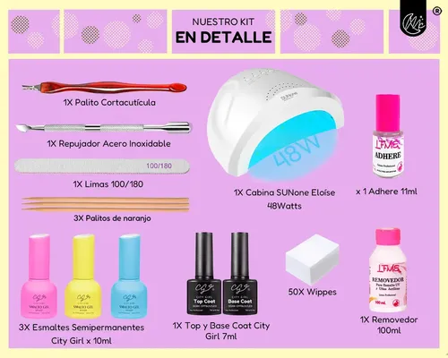 Kit Uñas Manicura Semipermanente Cabina Uv Led 48w Gel