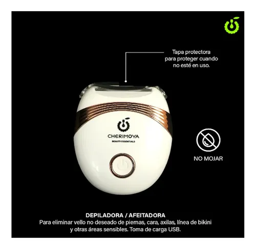 Depiladora Eléctrica Facial y Corporal Cherimoya Inalámbrica Blanca