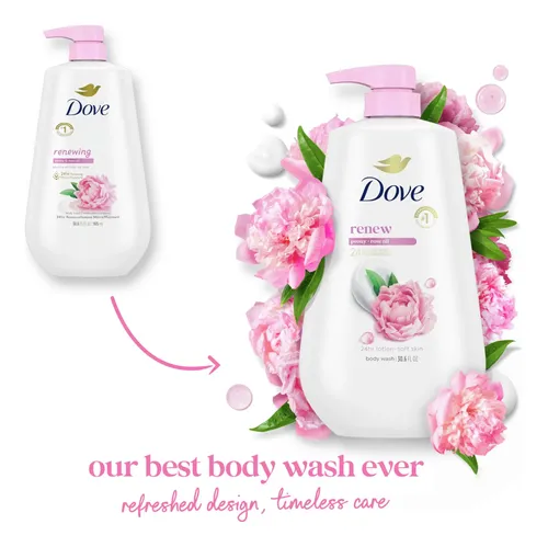 Gel De Baño Dove Renew Con Aceite De Peonía Y Rosa, 900 Ml,