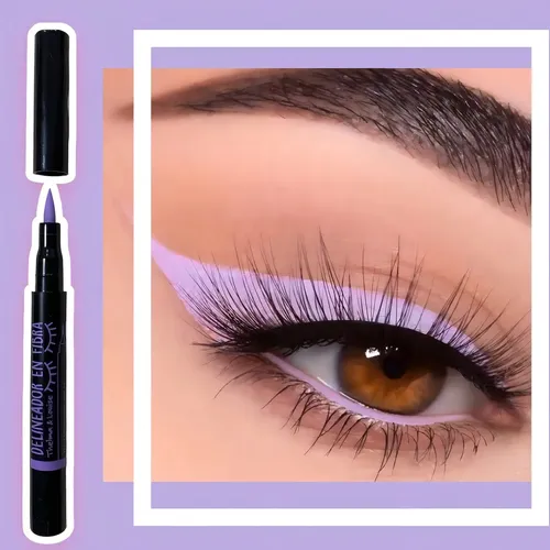 Delineador De Ojos En Fibra Larga Duración De Colores (690) Color Violeta