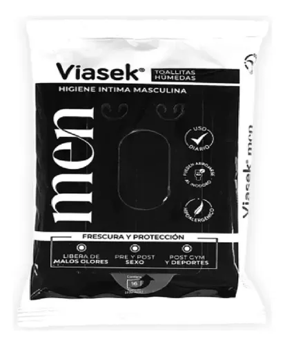 Viasek Men Toallitas Húmedas Higiene Intima Masculina X16 U