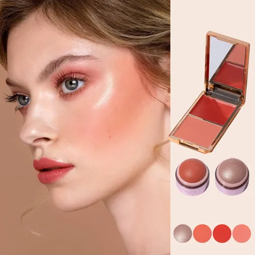 Kit 3 Paleta Colorete Dúo Y Contorno Y Iluminador Crema