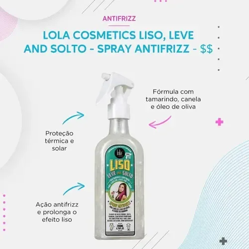 Spray Anti Frizz Liso Leve E Solto 200 Ml Lola Cosmetics
