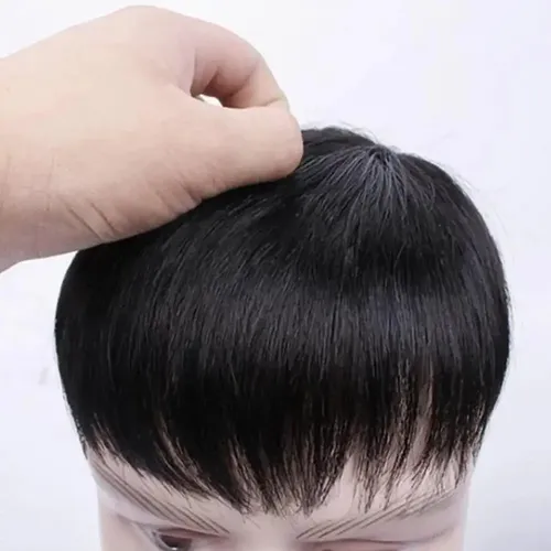 Peluca Corta Lisa Con Flequillo Para Hombre