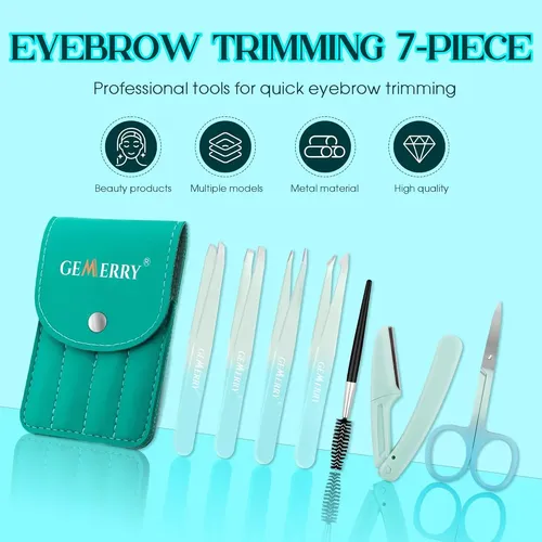 Juego De Pinzas Para Cejas Gemerry 7 Pcs Acero Inoxidable