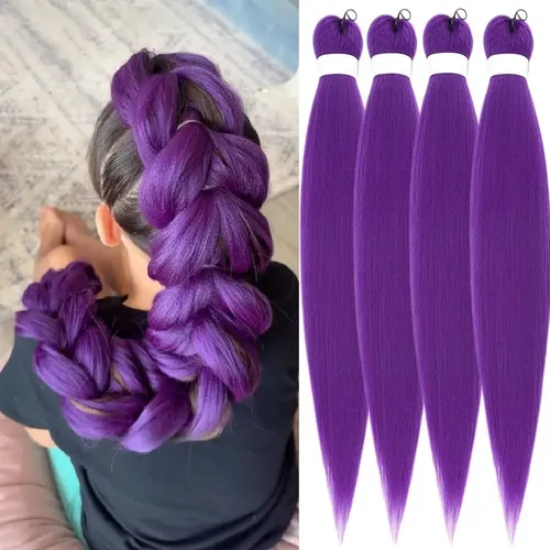 Peluca Trenzada Morada: 2 Extensiones Trenzadas Sintéticas